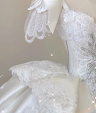 Elegant Ball Gown Sweetheart Lace Satin Wedding Dresses White Brides Dress HZ1121