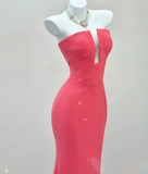 Classy Mermaid Strapless Pink Satin Evening Dress Long Prom Dresses HZ1121