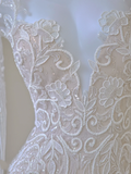 Unique Mermaid V Neckline White Lace Long Sleeves Wedding Dresses Brides Dress HZ1121
