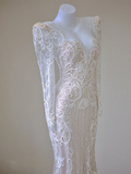 Unique Mermaid V Neckline White Lace Long Sleeves Wedding Dresses Brides Dress HZ1121