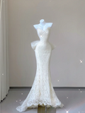 Unique Mermaid Sweetheart White Lace Long Wedding Dresses Brides Dress HZ1121