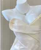 Unique Mermaid Sweetheart Ivory Satin Long Wedding Dresses Brides Dress HZ1121