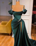 Mermaid Strapless Burgundy Long Slit Prom Dress Evening Dresses HZ1022