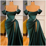 Mermaid Strapless Burgundy Long Slit Prom Dress Evening Dresses HZ1022