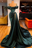 Mermaid Strapless Burgundy Long Slit Prom Dress Evening Dresses HZ1022