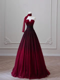 Sexy Ball Gown Strapless Long Burgundy Prom Dress Evening Dresses HZ1022