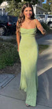 Spaghetti Straps Sparkly Long Prom Dresses Mermaid Prom Dress HZ1022