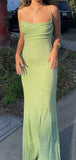 Spaghetti Straps Sparkly Long Prom Dresses Mermaid Prom Dress HZ1022