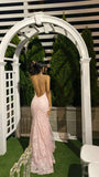 Elegant Mermaid Pink Lace Prom Dresses Formal Evening Dress HZ1022