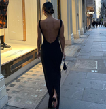 Simple Mermaid Straps Floor Length Sleeveless Black Prom Dress HZ1022