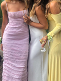 Simple Mermaid Spaghetti Straps Floor Length Sleeveless Pink Prom Dress HZ1022
