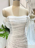 Simple Mermaid Strapless Floor Length Sleeveless Sequin Prom Dress HZ1022