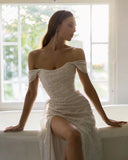 Simple Mermaid Strapless Floor Length Sleeveless Sequin Prom Dress HZ1022