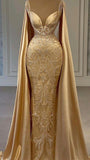 Simple Mermaid Floor Length Sleeveless Gold Satin Prom Dress HZ1022
