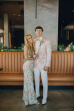 Modest Sheath Straps Sequin Slit Prom Dresses HZ1022