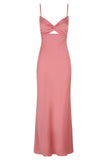 Simple A Line Straps Long Slit Dark Blue Prom Dresses HZ1022
