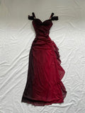 Beautiful A line Straps Ombre Red Long Chiffon Prom Dress HZ1022