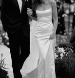 Beautiful Sheath Straps Long White Prom Dress Evening Dress HZ1022