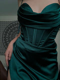 Simple Mermaid Floor Length Prom Dress With Slit HZ1022