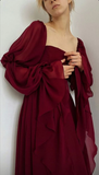 Sexy Square Neckline Chiffon Long Prom Dress 21th Birthday Outfit HZ1022