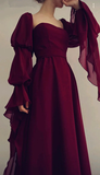 Sexy Square Neckline Chiffon Long Prom Dress 21th Birthday Outfit HZ1022