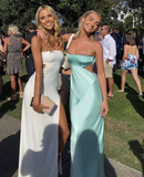 simple spaghetti straps long prom dress birthday outfit HZ1022