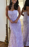 luxurious strapless sheer lace applique long prom dress birthday outfit HZ1022