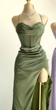 Simple Mermaid Floor Length Prom Dress With Slit HZ1022