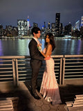 Elegant Mermaid Pink Lace Prom Dresses Formal Evening Dress HZ1022
