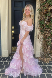 Sweet Tulle Prom Dresses Ruffles Pleated Pink Birthday Outfit HZ1022