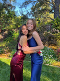 Simple Mermaid Long Burgundy Slit Prom Dress HZ1022