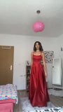 Vintage A Line Straps Floor Length Red Prom Dresses HZ1022