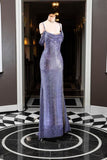 Sparkly Sequins Spaghetti Straps Sequin Side Slit Prom Dress HZ1022