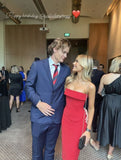 Sexy Mermaid Strapless Red Long Prom Dress HZ1022