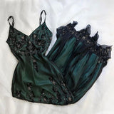 Sparkly A line Spaghetti Straps Dark Green Long Prom Dress HZ1022
