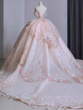 Ball Gown Sweet 16 Dress Off the Shoulder Pink Sweet 16 Dresses HZ1022