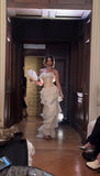 Vintage A line Strapless White Chiffon Long Prom Dresses HZ1022