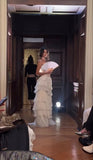 Vintage A line Strapless White Chiffon Long Prom Dresses HZ1022