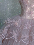 Modest Ball Gown Straps Pink Tulle Prom Dresses 22th Birthday Outfit HZ1022