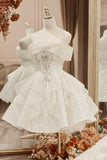 Sparkly A line Short Cocktail Dresses White Sequin 18th Birthday Outfits HZ1022