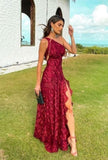 Beautiful Sheath One Shoulder Lace Long Prom Dress Evening Dress HZ1022
