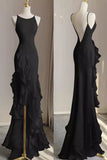 Simple Mermaid Prom Gown With Ruffles Spaghetti Straps Backless Prom Dress For Date HZ1022