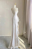 Simple Mermaid Prom Gown With Ruffles Spaghetti Straps Backless Prom Dress For Date HZ1022