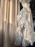 Sexy High Low Straps Blue Prom Dresses 21th Birthday Outfit HZ1022