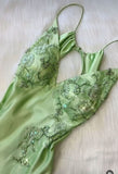 Sexy A Line Sage Green Satin Prom Dresses 21th Birthday Outfit HZ1022