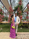 Elegant A line Long Tiered Chiffon Prom Dress 22th Birthday Outfits HZ1022