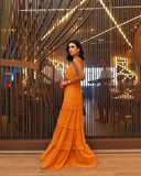 Elegant A line Strap Long Organge Prom Dress 22th Birthday Outfits HZ1022