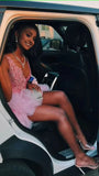 Cute V Neck Pink Short Homecoming Dress Tulle Ruffles Pink Birthday Outfit Dress HZ1022