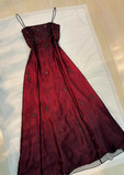 Chic A line Spaghetti Straps Burgundy Sleeveless Evening Dress Tulle Long Prom Dresses HZ1022