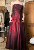 Chic A line Spaghetti Straps Burgundy Sleeveless Evening Dress Tulle Long Prom Dresses HZ1022